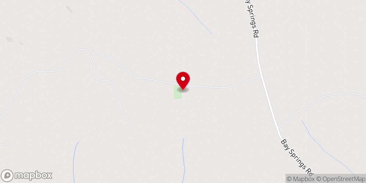 Map showing location of Bay Springs Baptist Church