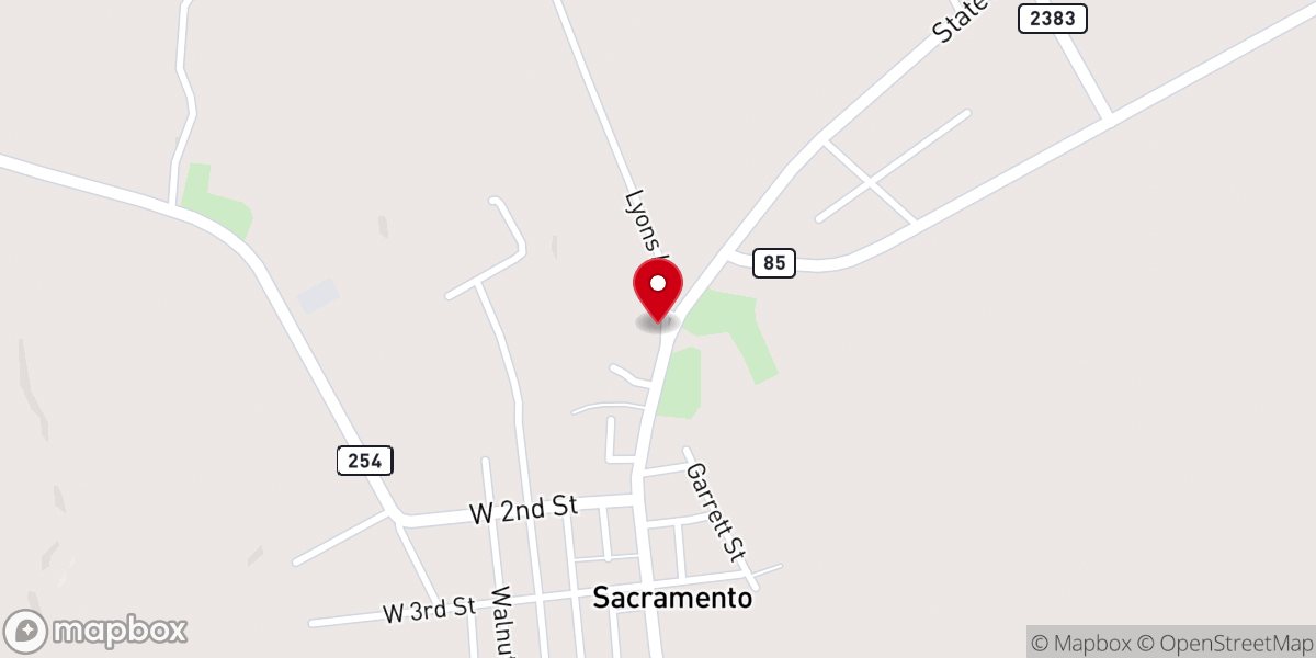 Map showing location of Sacramento Baptist Church