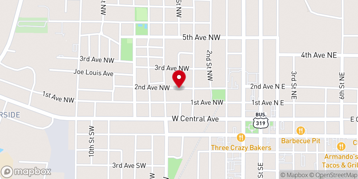 Map showing location of Outreach Family Worship Center