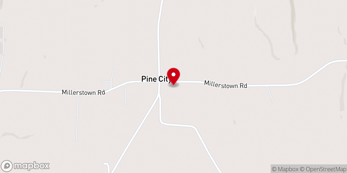 Map showing location of Pine City Crossroads Church