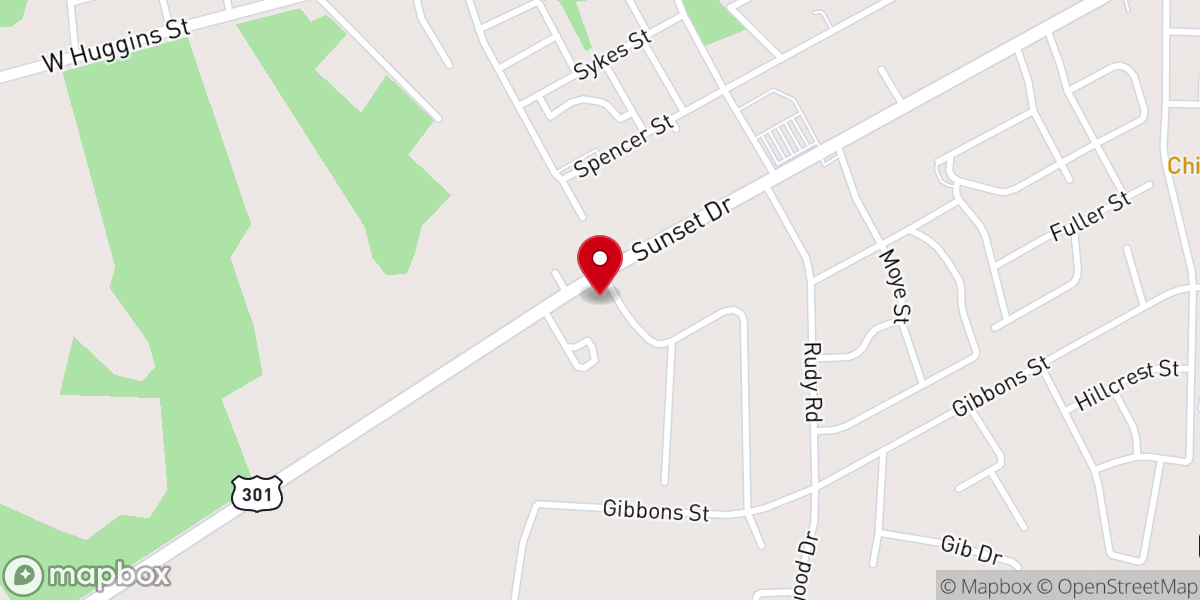 Map showing location of Hope Lutheran Church