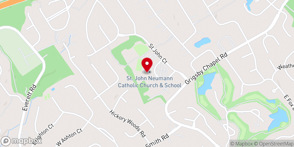 Map showing location of Saint John Neumann Parish Office