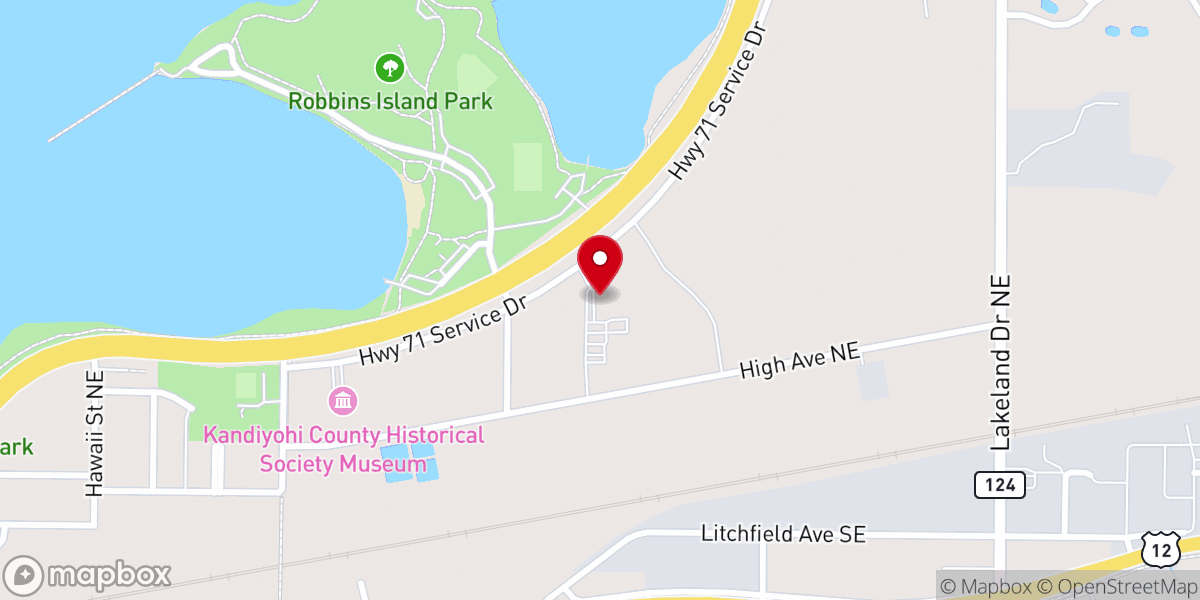 Map showing location of Willmar Community Center