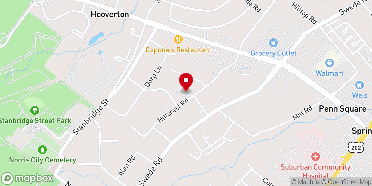 Map showing location of Penn Square Church