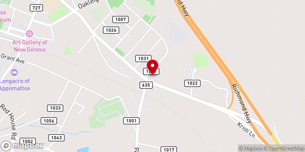 Map showing location of Appomattox Baptist Association