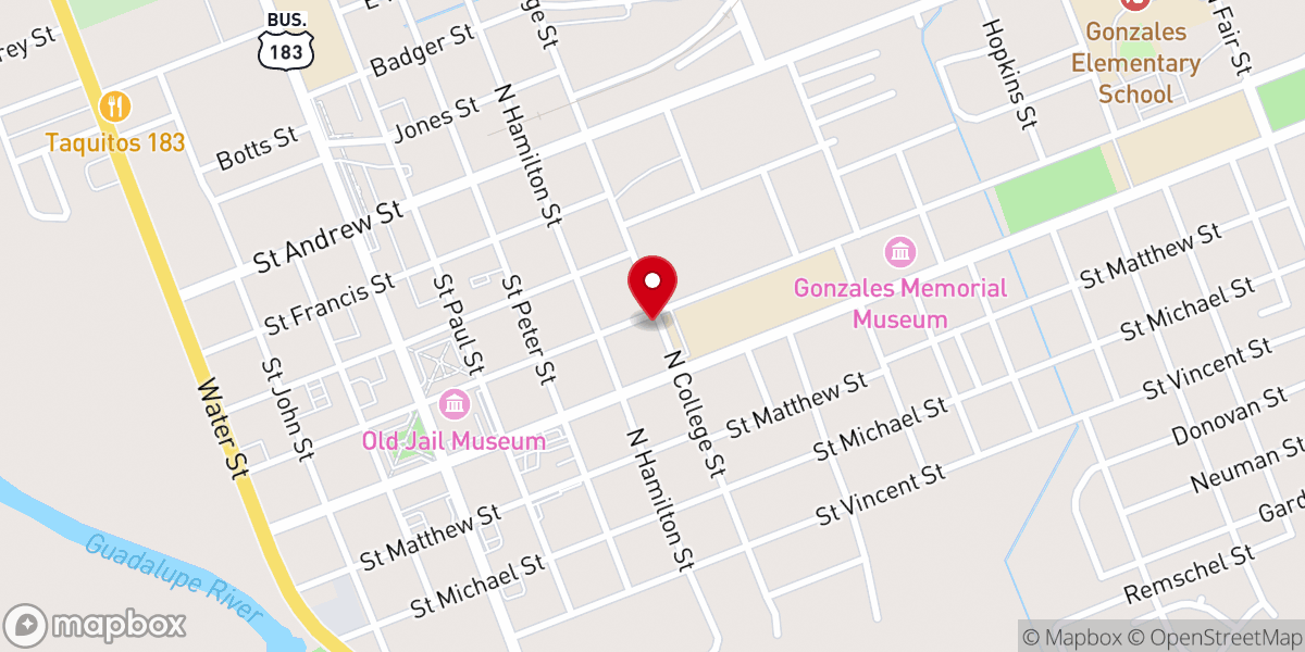Map showing location of St. James Catholic Church