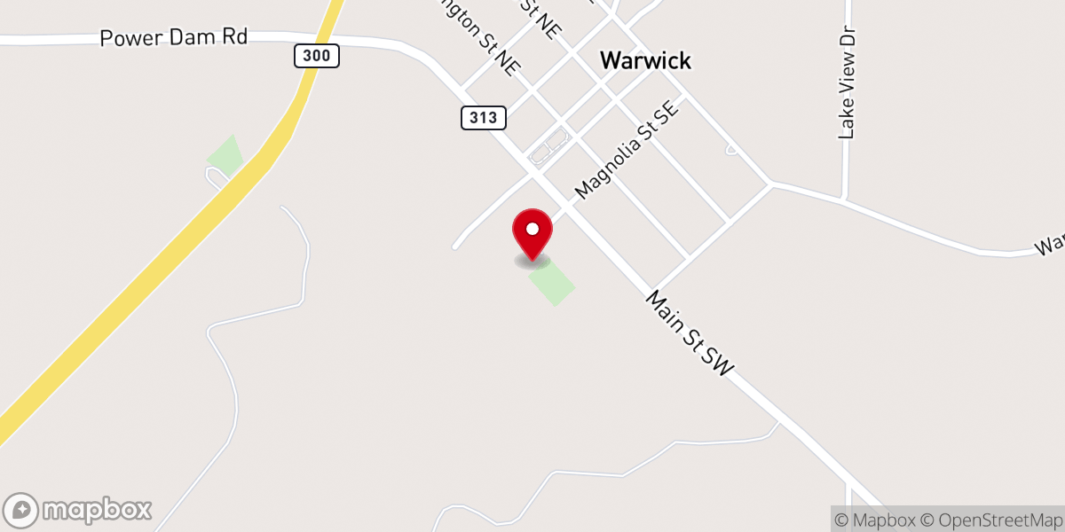 Map showing location of Warwick Global Methodist Church