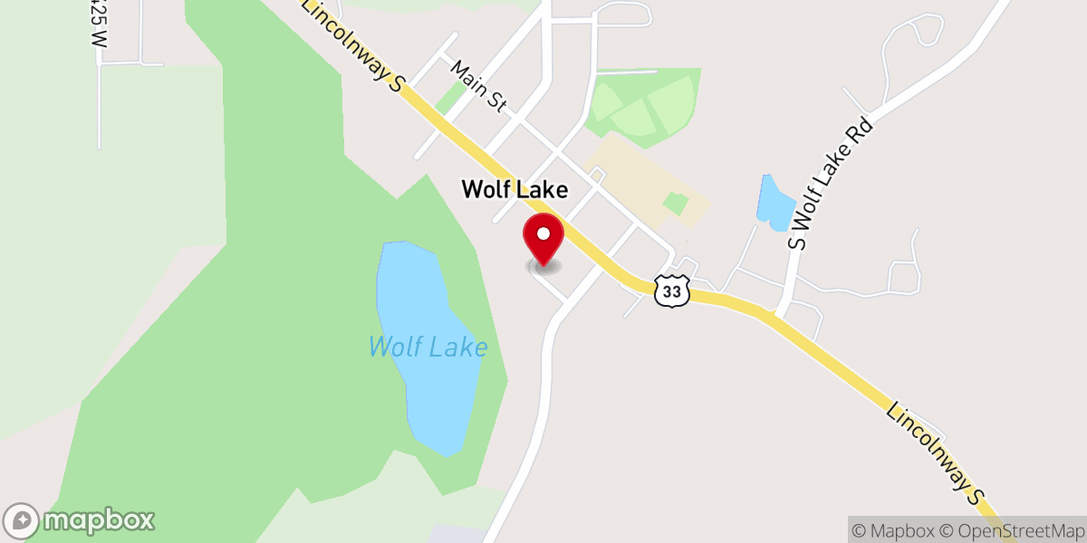 Map showing location of Wolf Lake Seventh-Day Adventist Church