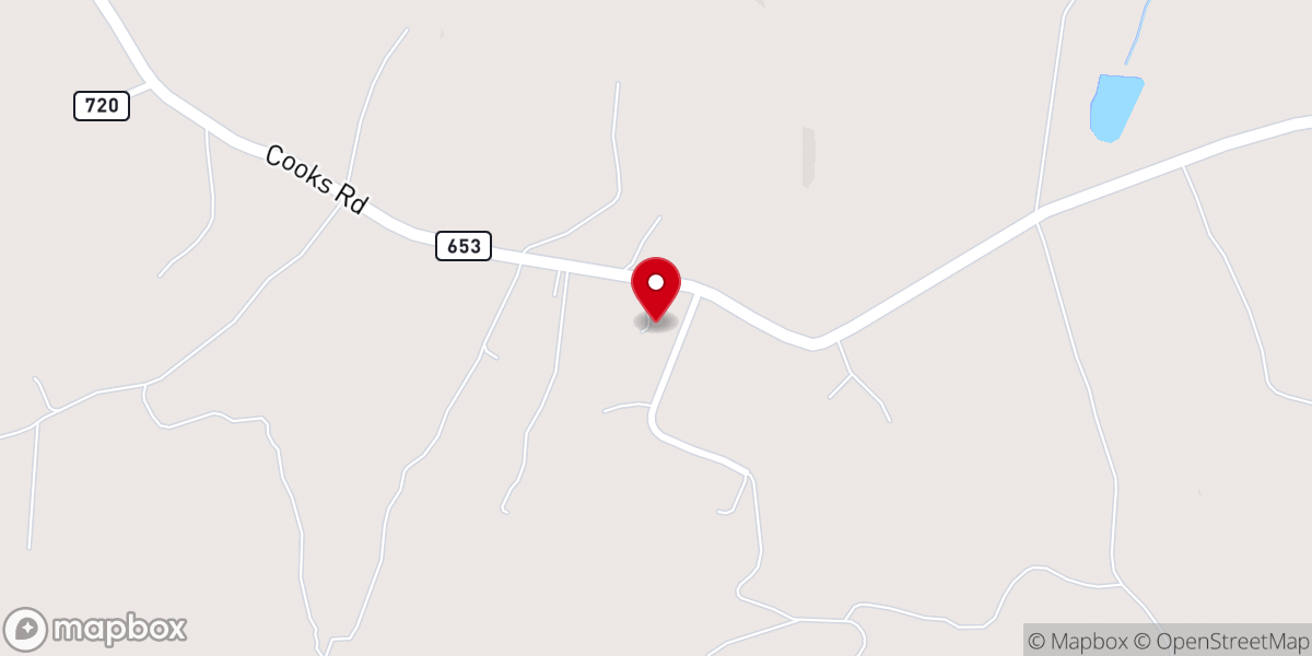 Map showing location of Old Green Creek Church