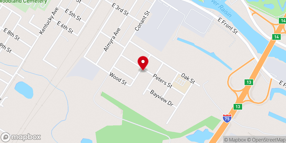 Map showing location of Second Missionary Baptist Church