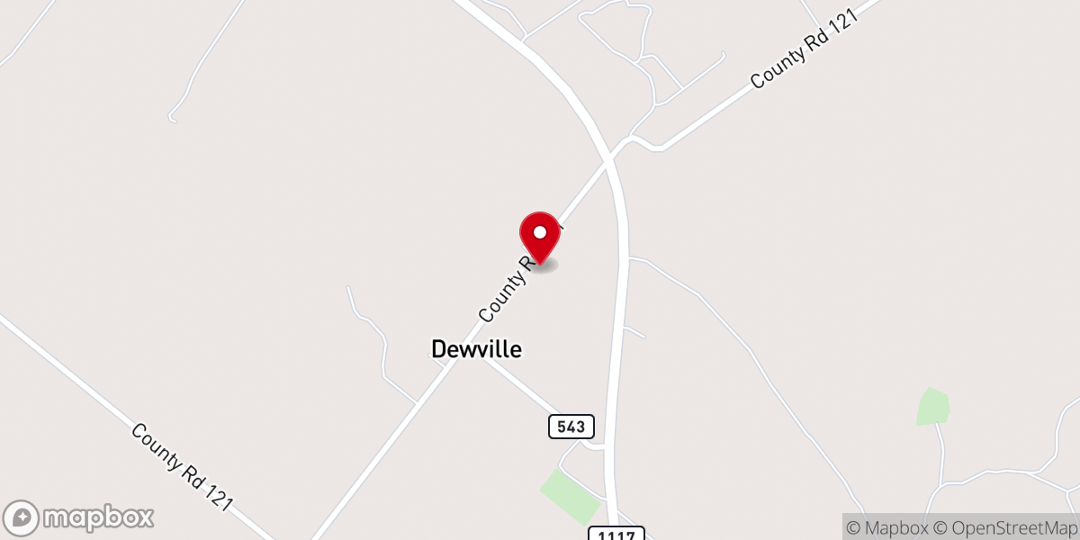 Map showing location of Dewville United Methodist Church