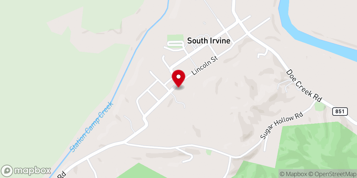 Map showing location of South Irvine Baptist Church