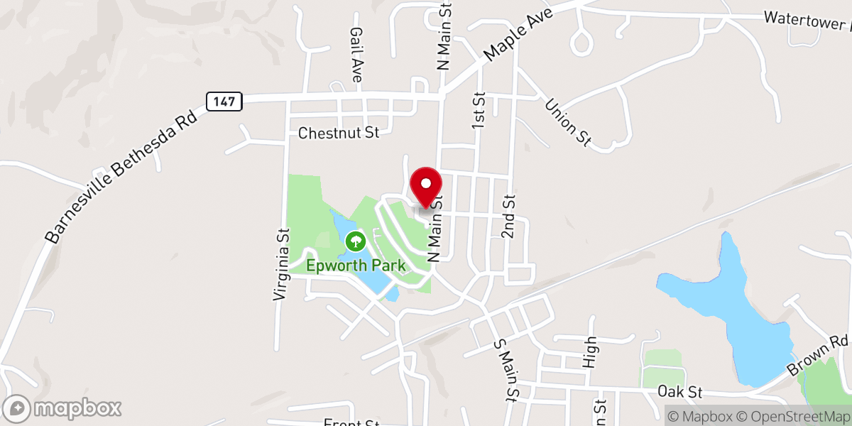 Map showing location of Bethesda Methodist Church