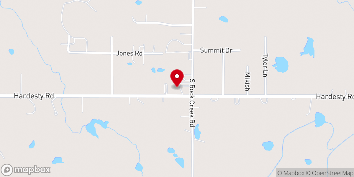 Map showing location of Rock Creek Baptist Church