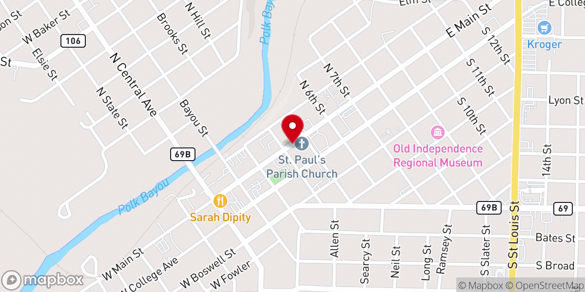 Map showing location of St Paul's Episcopal Church