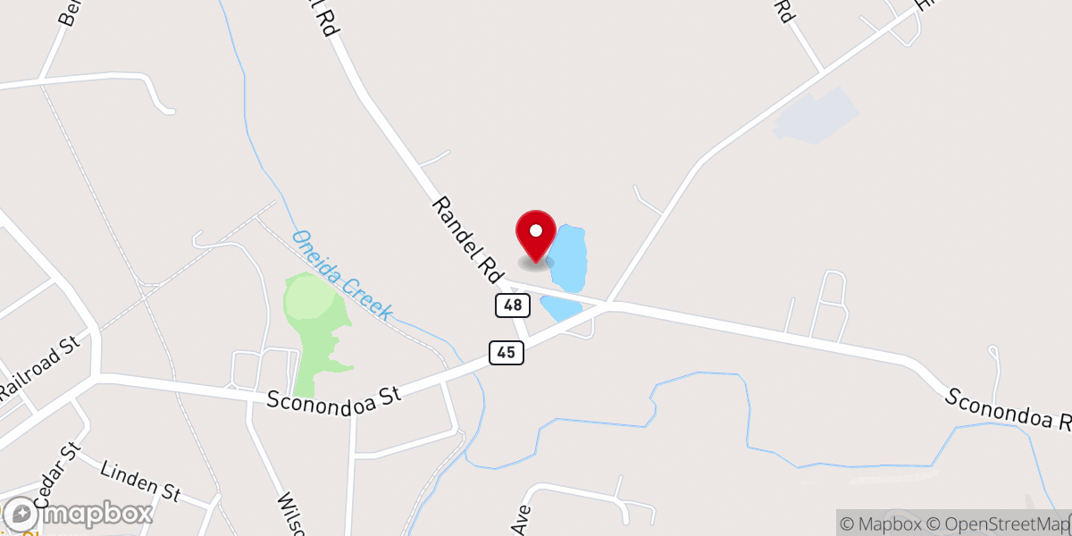 Map showing location of Mason's Pond - The world's smallest Church