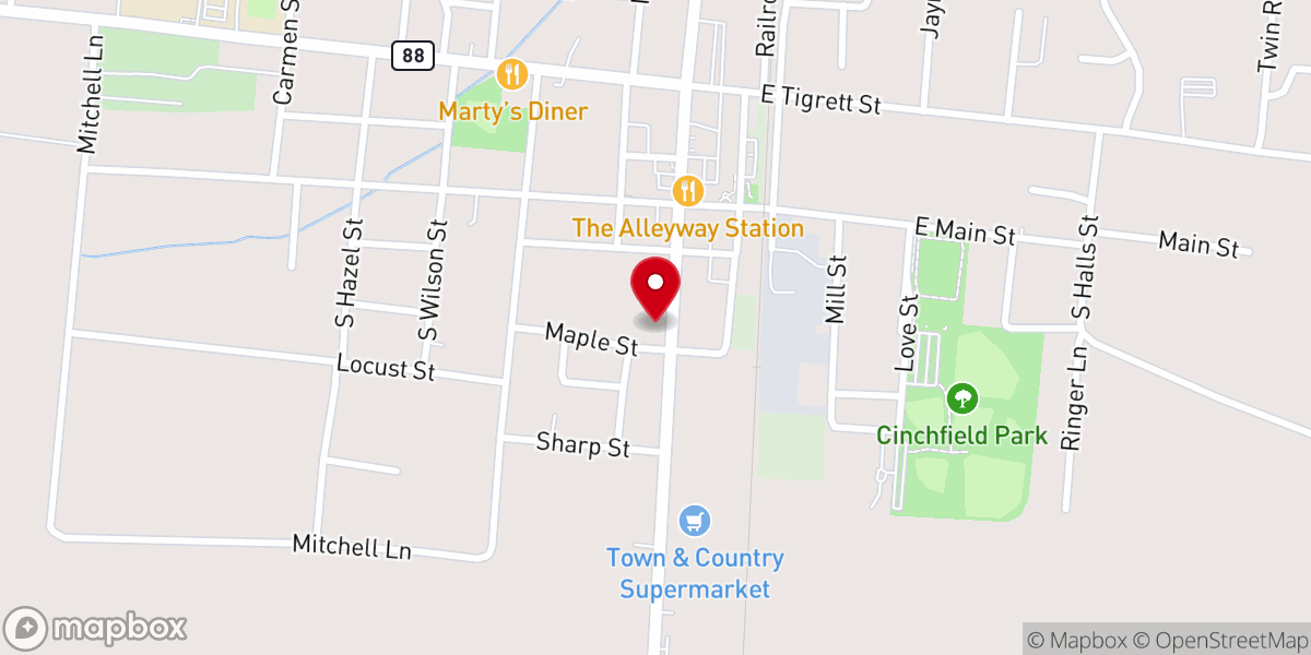 Map showing location of Walton's Tire & Service Center