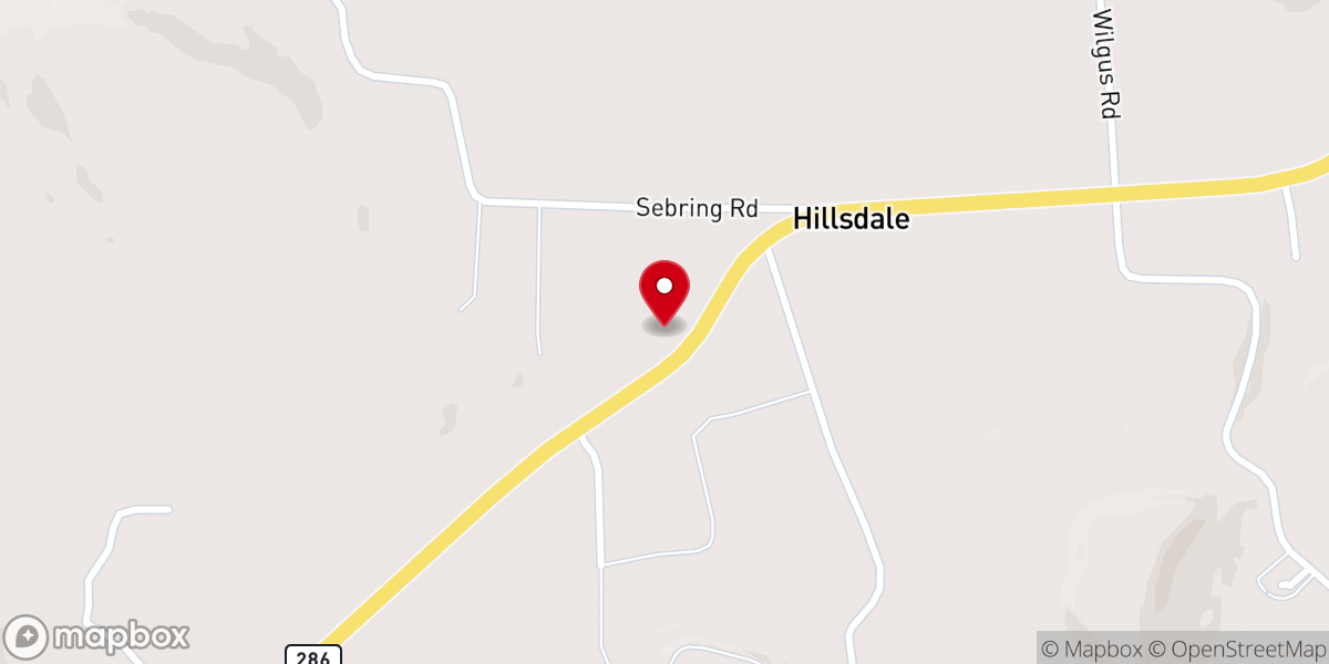 Map showing location of Hillsdale Church