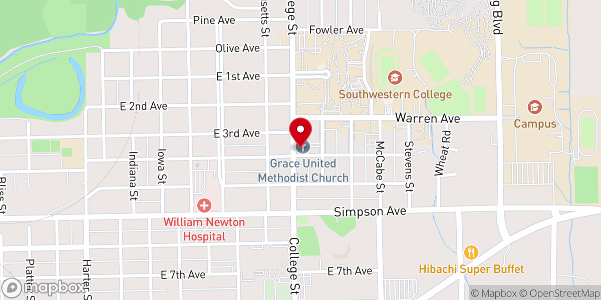 Map showing location of Grace United Methodist Church