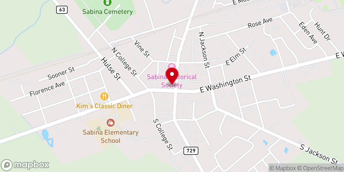 Map showing location of Sabina