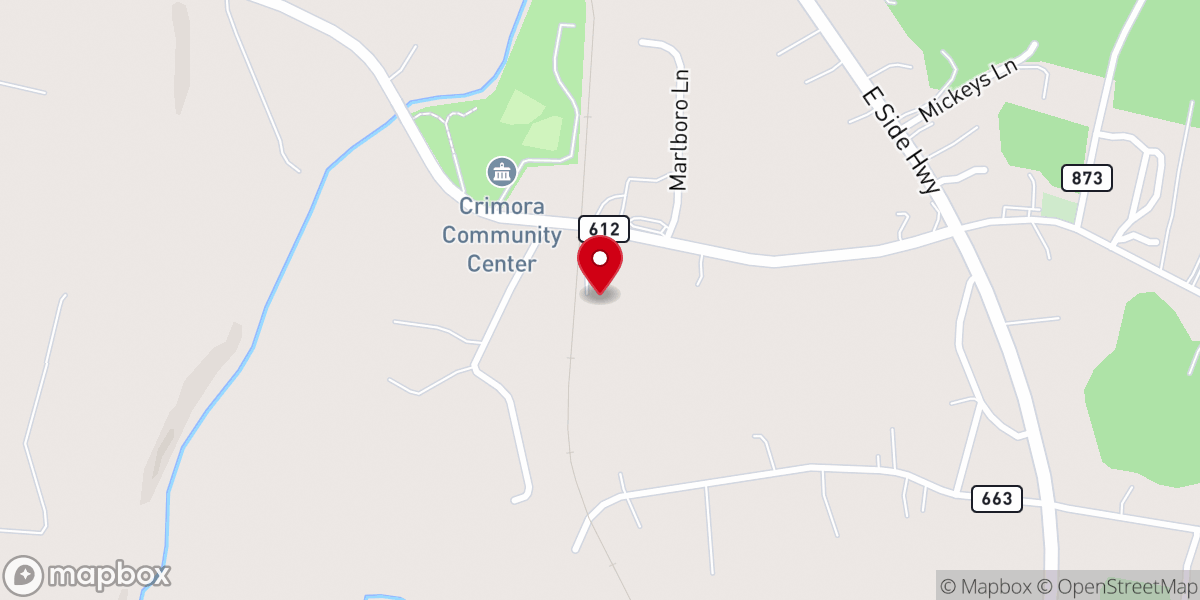 Map showing location of Crimora Nurturing Life Church