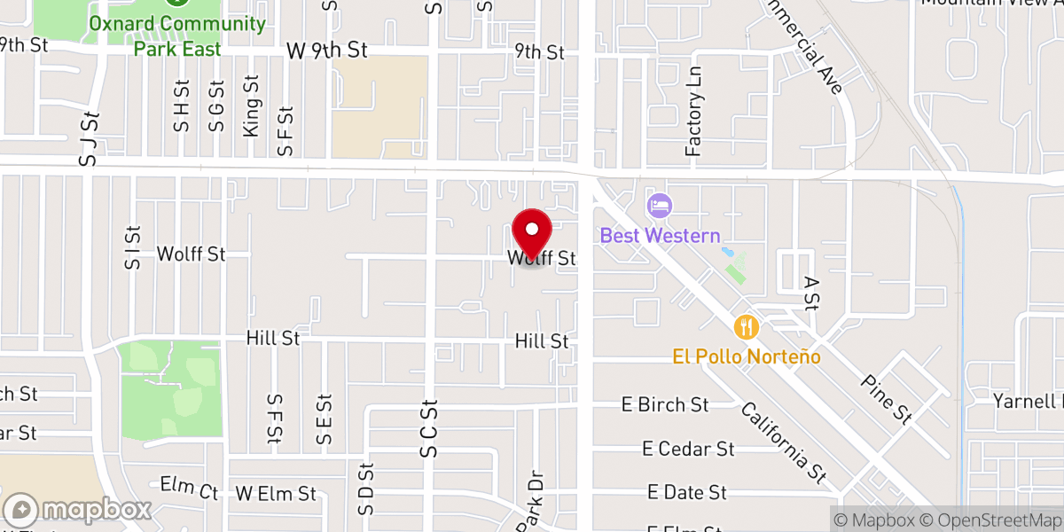 Map showing location of Oxnard Bible Church