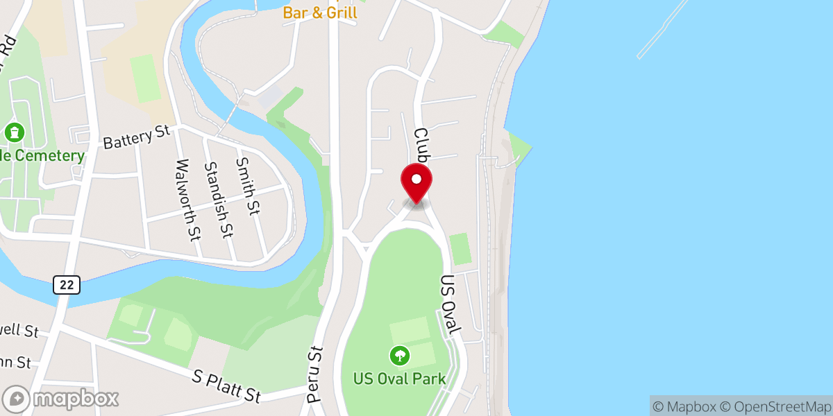 Map showing location of Plattsburgh Memorial Chapel