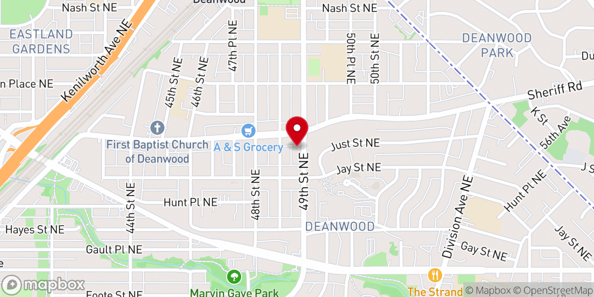 Map showing location of New Birth Missionary Baptist Church