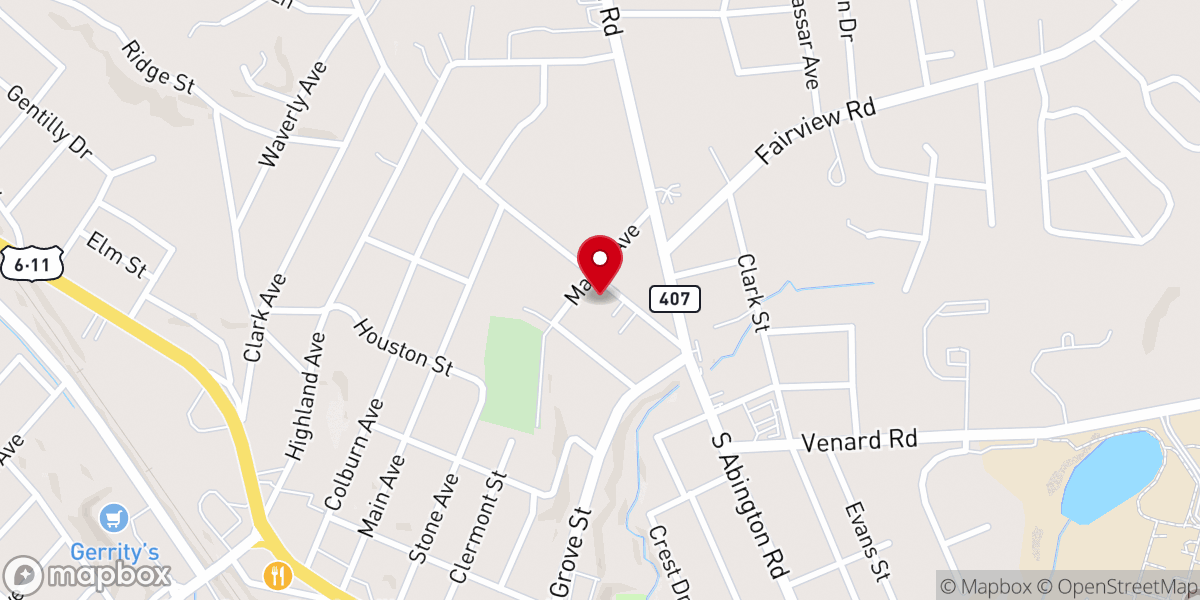 Map showing location of Clarks Green United Methodist Church