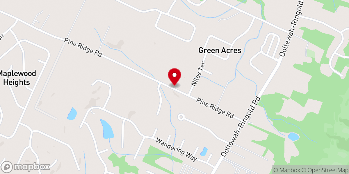 Map showing location of Pine Ridge Church
