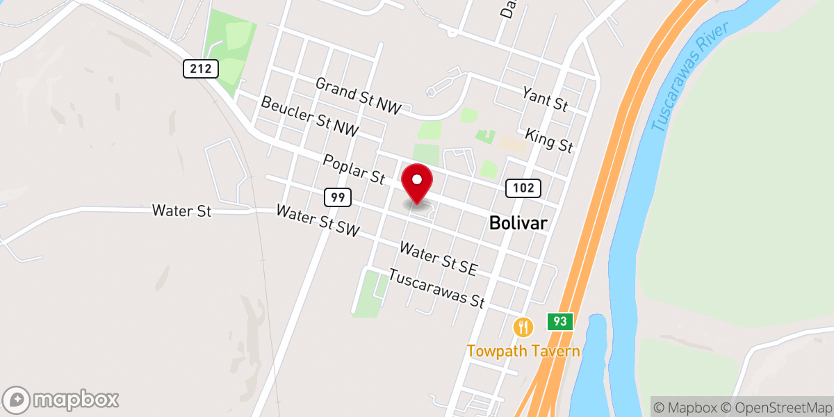 Map showing location of Bolivar United Methodist