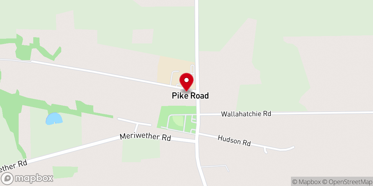 Map showing location of Pike Road Church