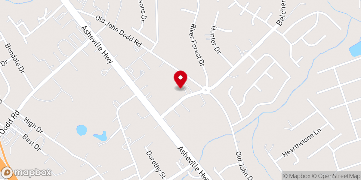 Map showing location of North Spartanburg Free Will Baptist Church
