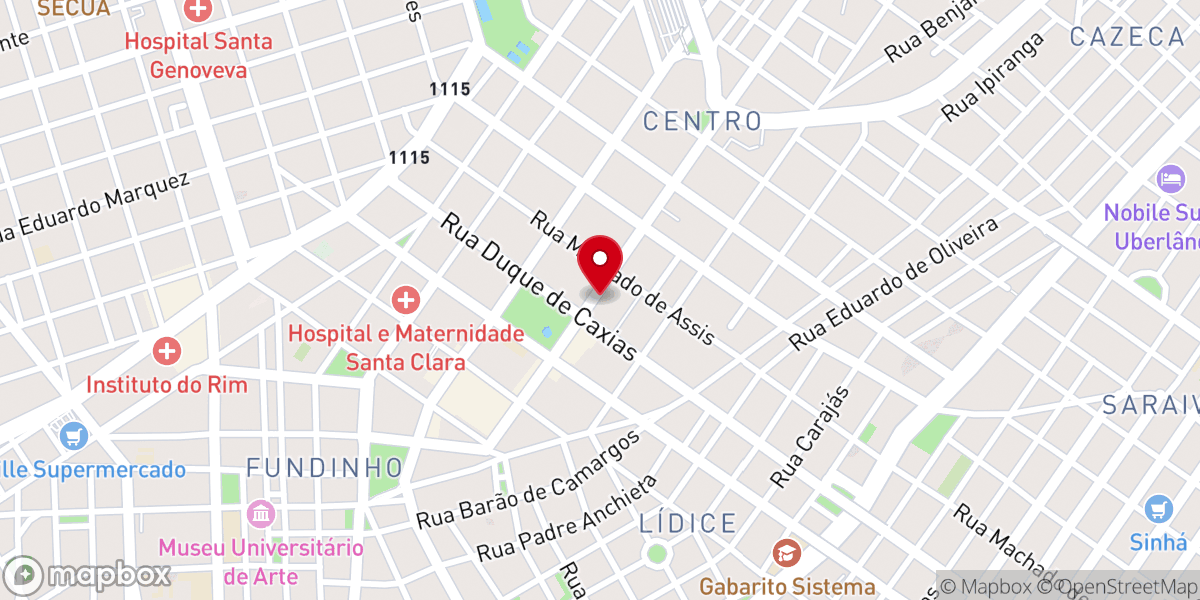 Map showing location of Igreja Presbiteriana Central de Uberlândia