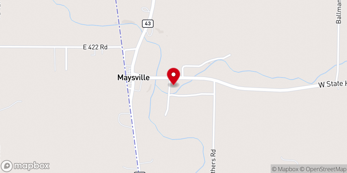 Map showing location of Maysville Bible Church