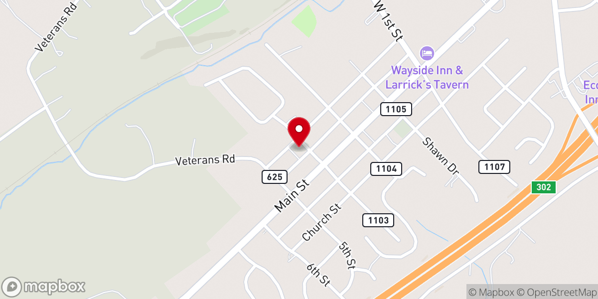 Map showing location of Middletown Presbyterian Church