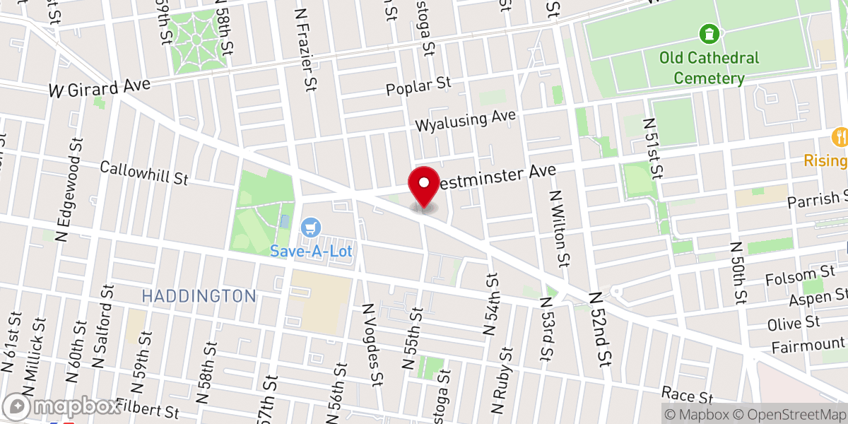 Map showing location of Philadelphia Baptist Church