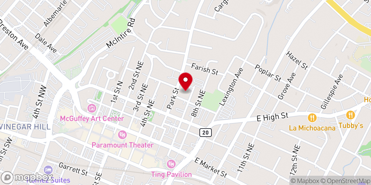 Map showing location of First Presbyterian Church