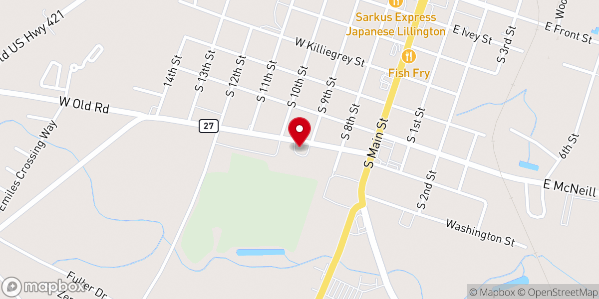 Map showing location of Harnett County Shrine Club