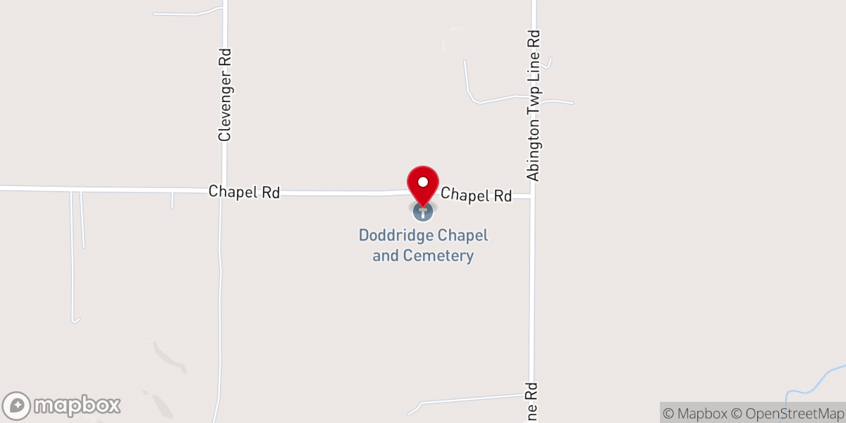 Map showing location of Doddridge Chapel