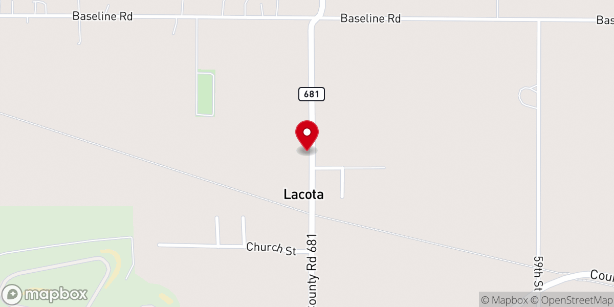 Map showing location of Lacota United Methodist Church