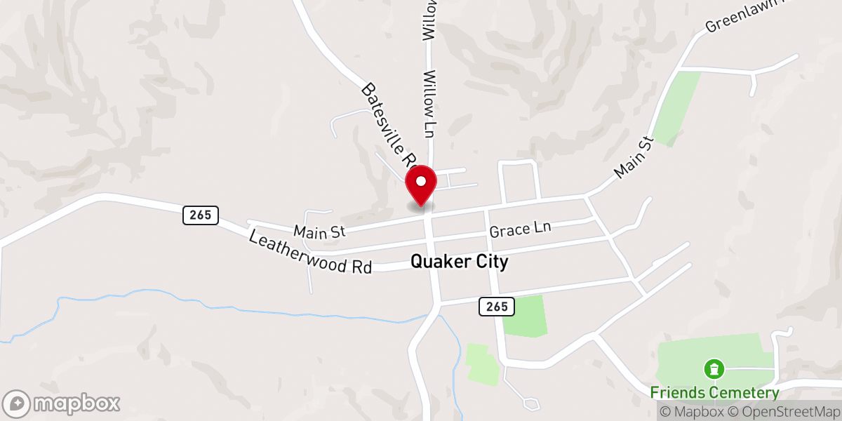 Map showing location of Quaker City United Methodist Church