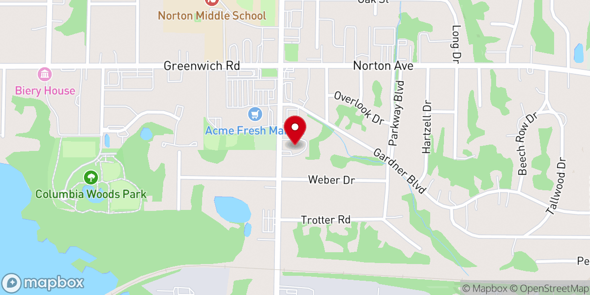 Map showing location of North Center Church