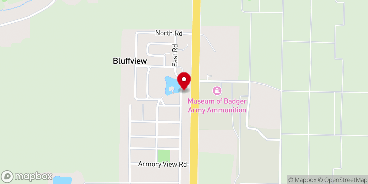 Map showing location of Bluffview Center of Hope