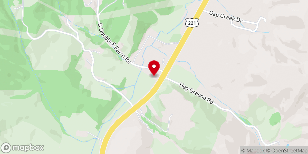 Map showing location of Gap Creek Baptist Church