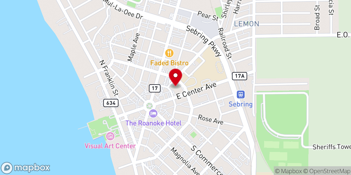 Map showing location of Iglesia La Roca Sebring