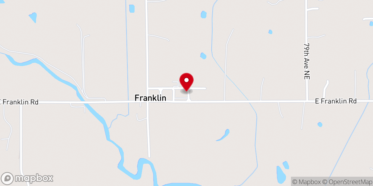 Map showing location of Franklin United Methodist Church