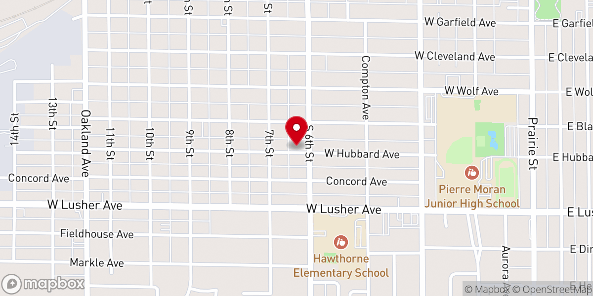 Map showing location of Iglesia profética la ciudad de Sion de Elkhart IN