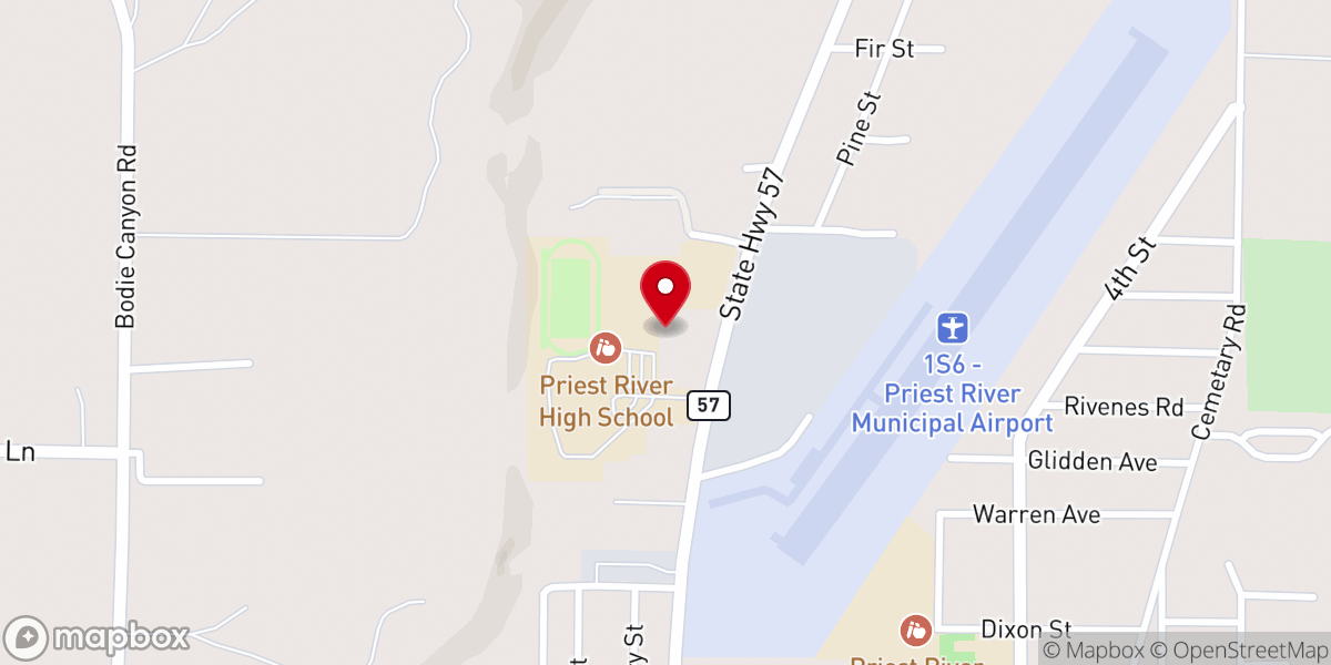 Map showing location of Priest River Baptist