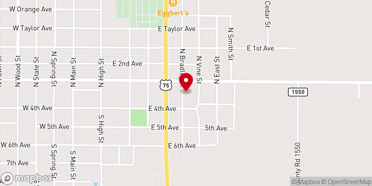 Map showing location of Trinity Lutheran Church